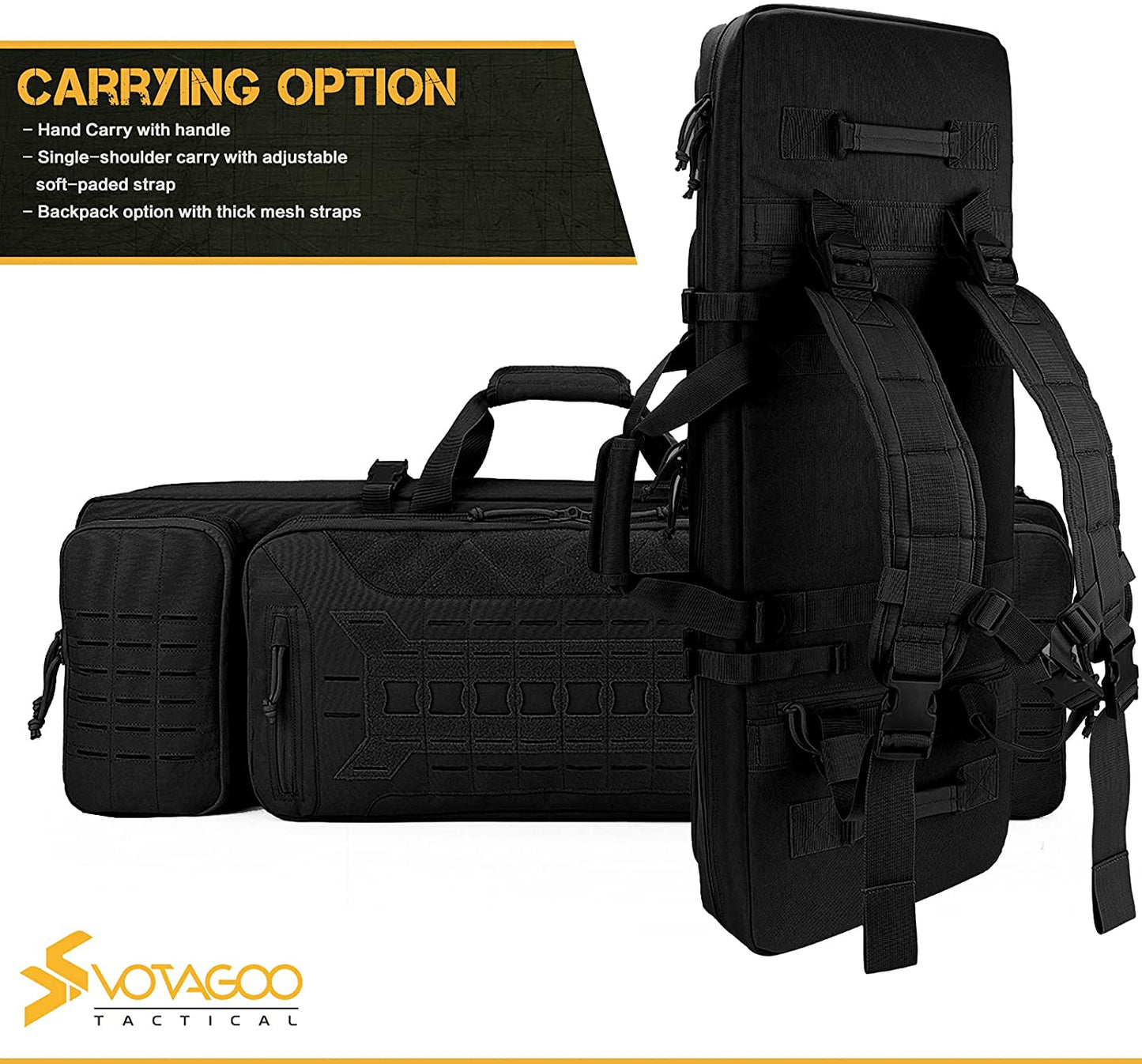 VOTAGOO Double Rifle Case Gun Bag, All-Weather Soft Heavy Duty