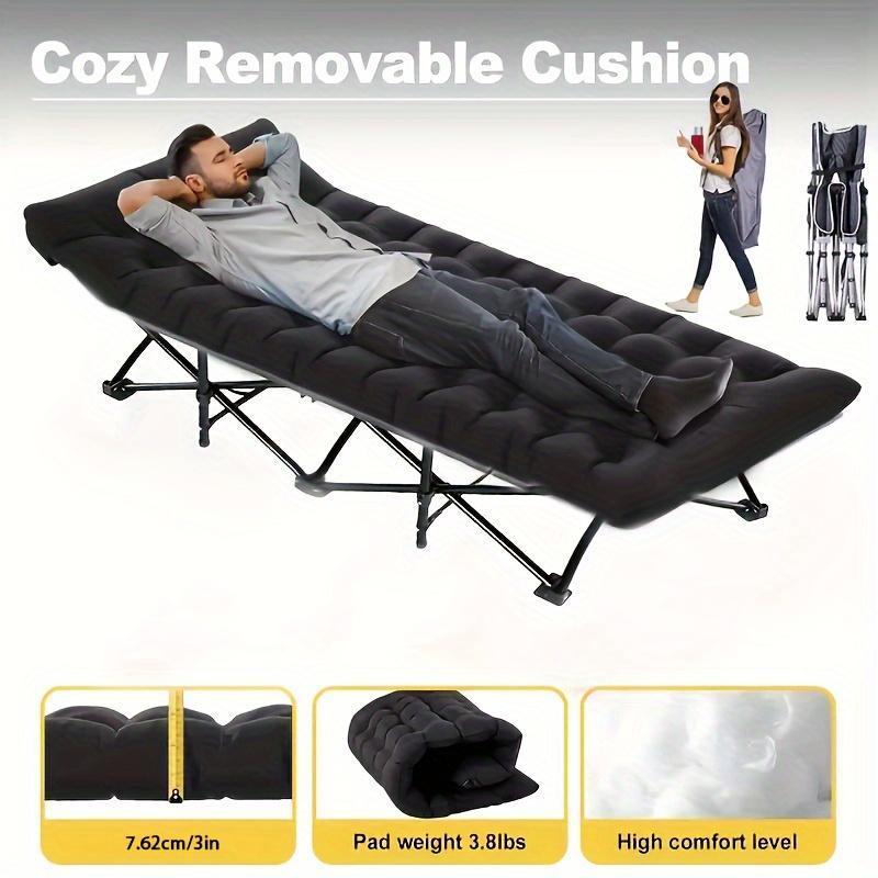 Black Heavy Duty Foldable Camp Cot With Storage Bag -