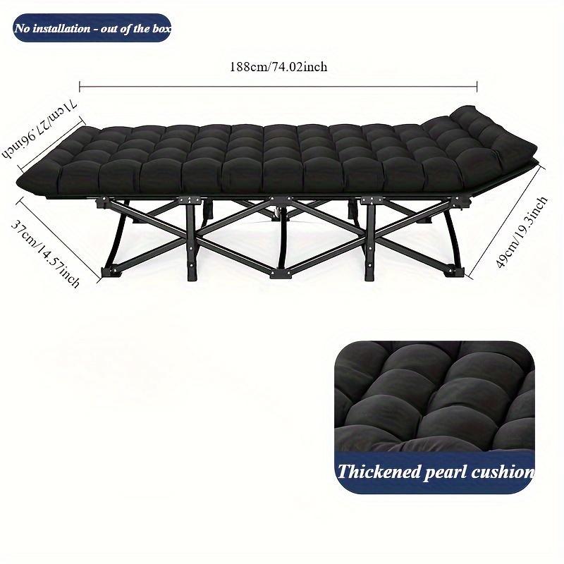 Black Heavy Duty Foldable Camp Cot With Storage Bag -