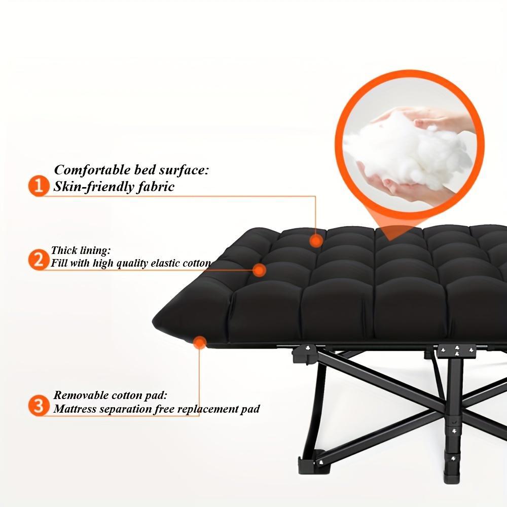 Black Heavy Duty Foldable Camp Cot With Storage Bag -