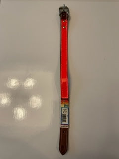 Dog Collar Leather Reflective 21"