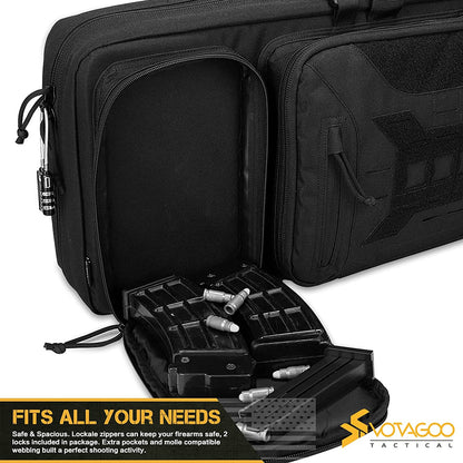 VOTAGOO Double Rifle Case Gun Bag, All-Weather Soft Heavy Duty