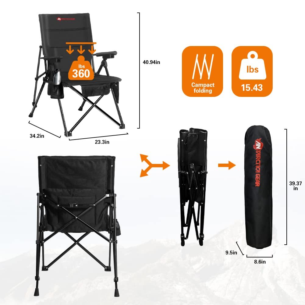 Heated Camping Chair With 12V 16000mAh Battery Pack, Heated Portable Chair, Perfect for Camping, Outdoor Sports, Hunting. 5 Pockets