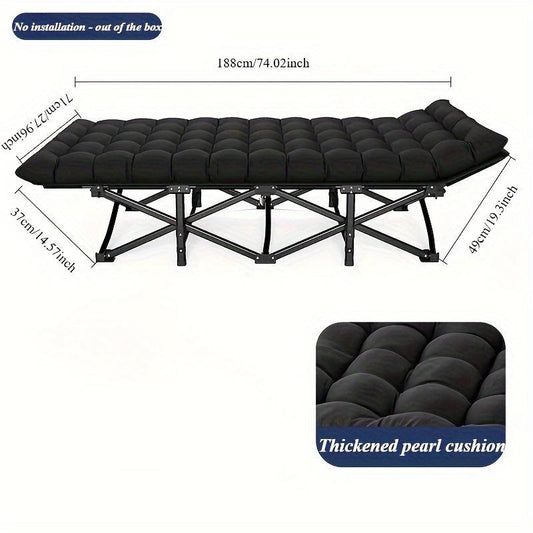 Black Heavy Duty Foldable Camp Cot With Storage Bag -