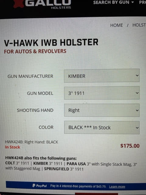 Blackhawk Stache IWB Holster for Glock 48/M&P EZ-9 Right-Handed (USED)