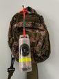 TagLocker 1.5 Inch with orange carabiner and a Digital Woodlands Camo Shoulder Bag