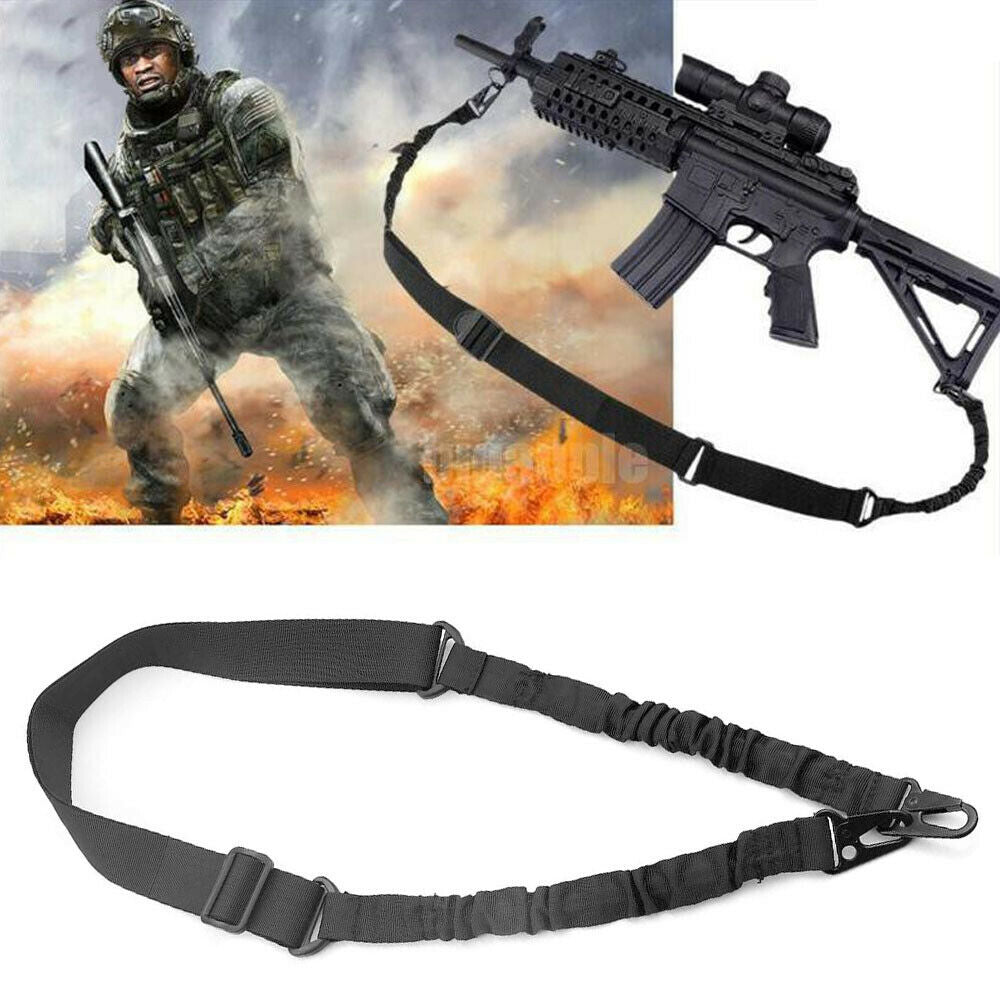 Tactical Rifle Sling Gun Shoulder Strap 2 Point Hooks One Single Strap Hunting BLACK ONLY!