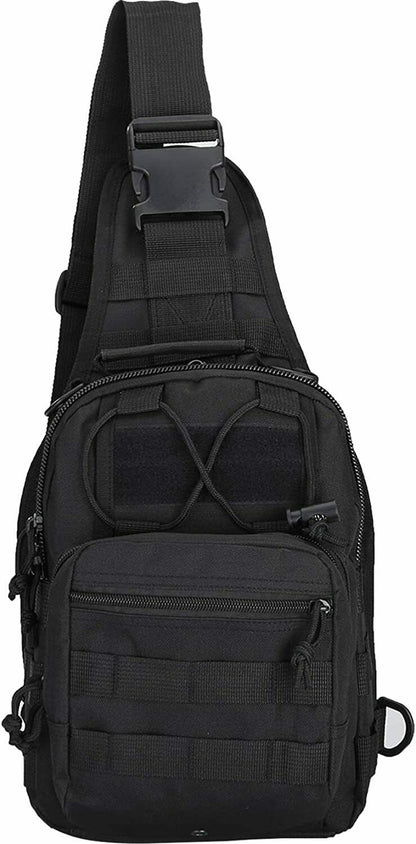 Tactical Sling Bag Chest Shoulder Body Molle Day Pack Pouch Black