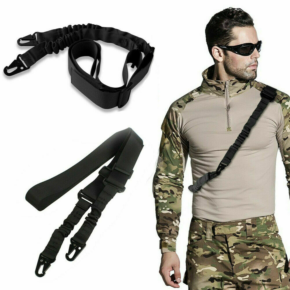 Tactical Rifle Sling Gun Shoulder Strap 2 Point Hooks One Single Strap Hunting BLACK ONLY!