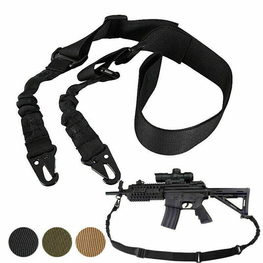 Tactical Rifle Sling Gun Shoulder Strap 2 Point Hooks One Single Strap Hunting BLACK ONLY!