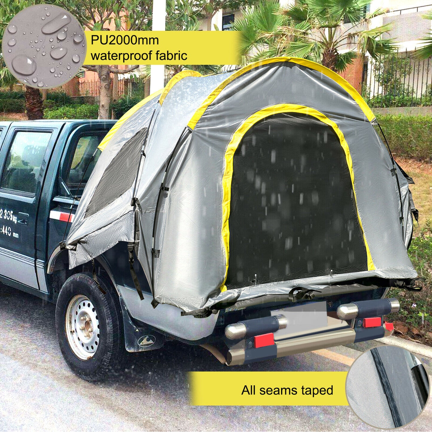 VEVOR 5-8 FT Waterproof Truck Tent Car Accessories Bed for Full / Mid Size Truck 2-Person Sleeping Capacity for Camping Hiking