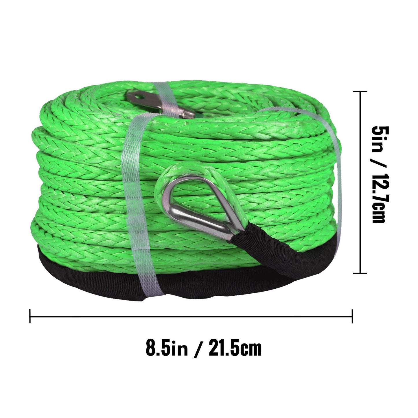VEVOR Winch Rope Synthetic UHMWPE Fiber  Extension 100 FT/30m Length 12000LBS Capacity With Protective Sleeve for Electric Winch