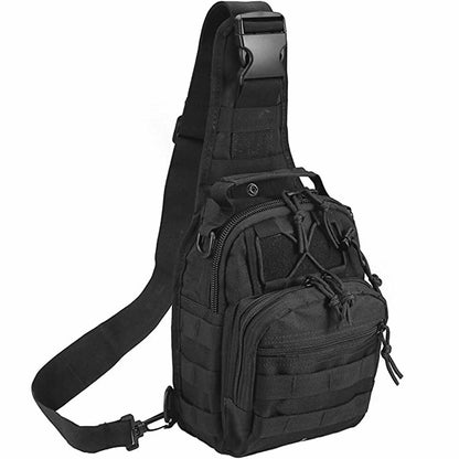 Tactical Sling Bag Chest Shoulder Body Molle Day Pack Pouch Black
