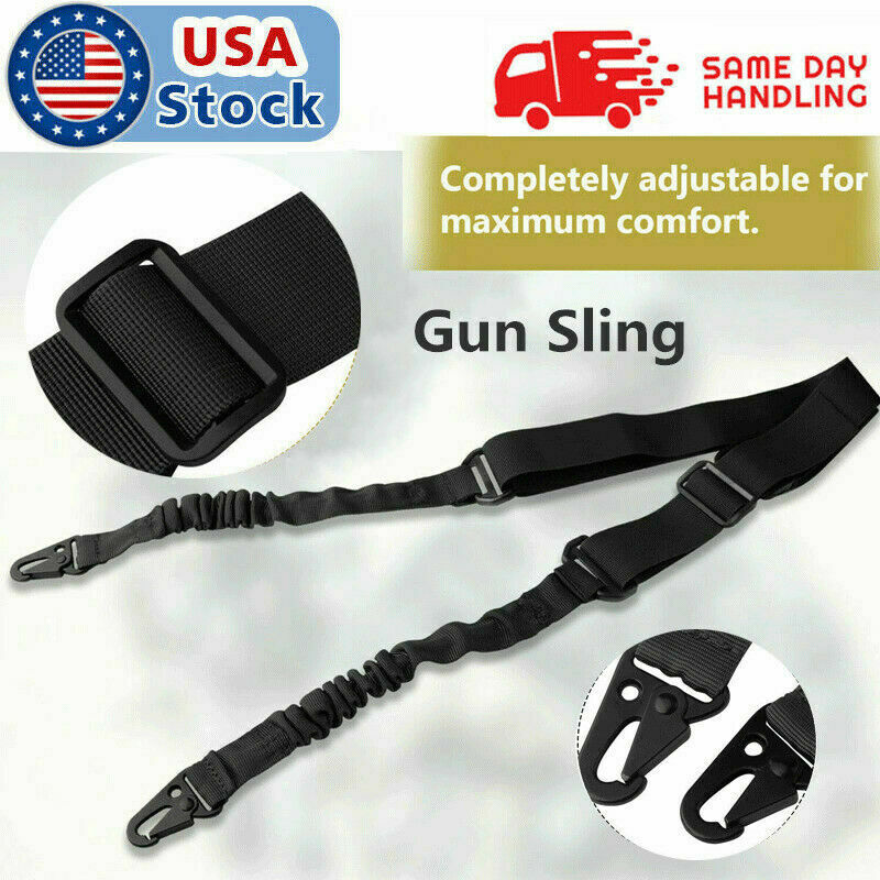 Tactical Rifle Sling Gun Shoulder Strap 2 Point Hooks One Single Strap Hunting BLACK ONLY!