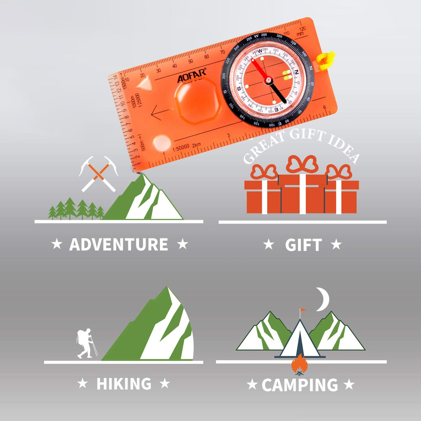 Compass For Hiking , Boy Scout Compass For Kids - Professional Field Compass For Map Reading ,Navigation And Survival Lightweight - Mini Camping Compass